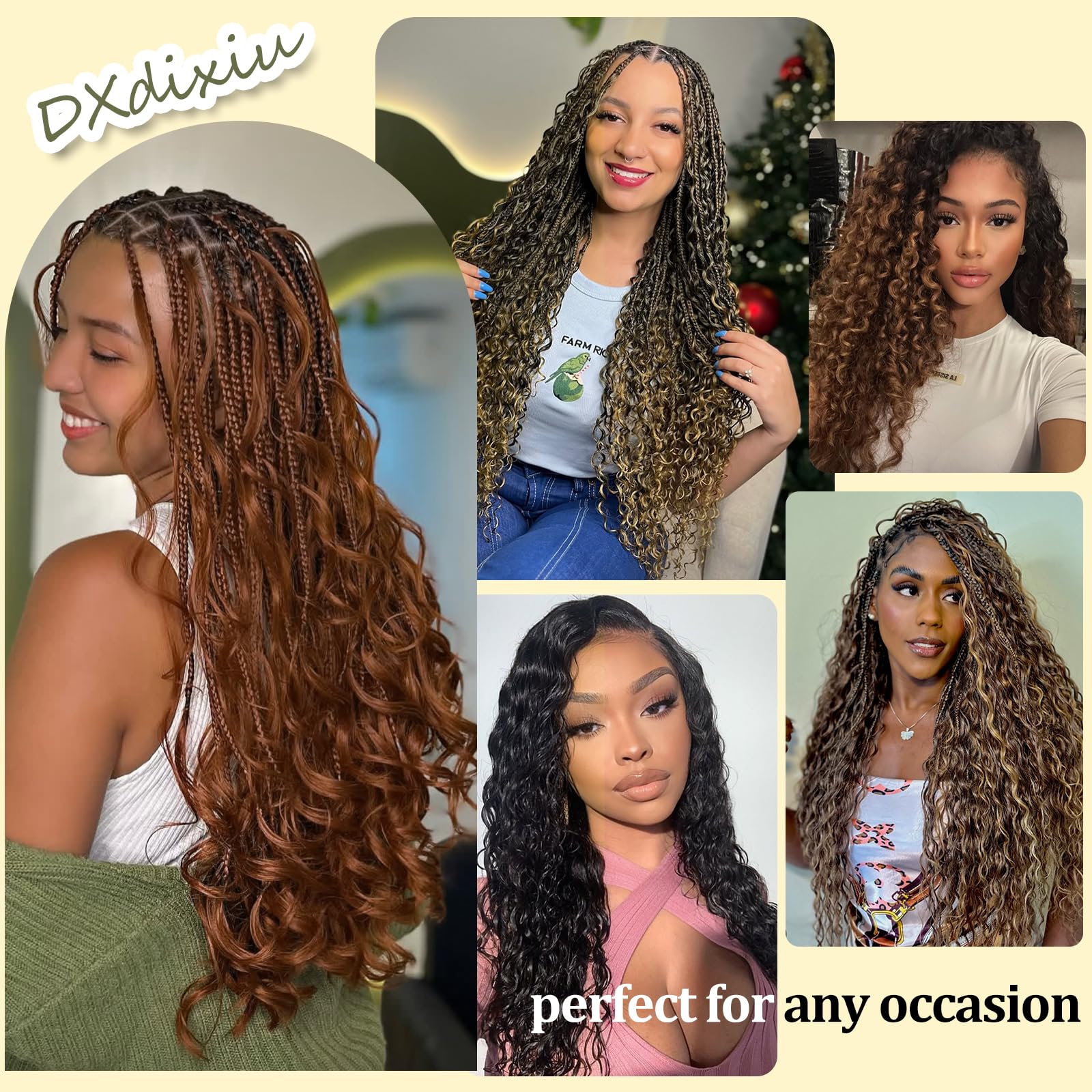 Długie kręcone włosy, Ocean Wave Crochet Hair - miękkie syntetyczne włosy, głębokie fale, skręcane włosy do przedłużania włosów w stylu boho (P4/30#, 45-3T)