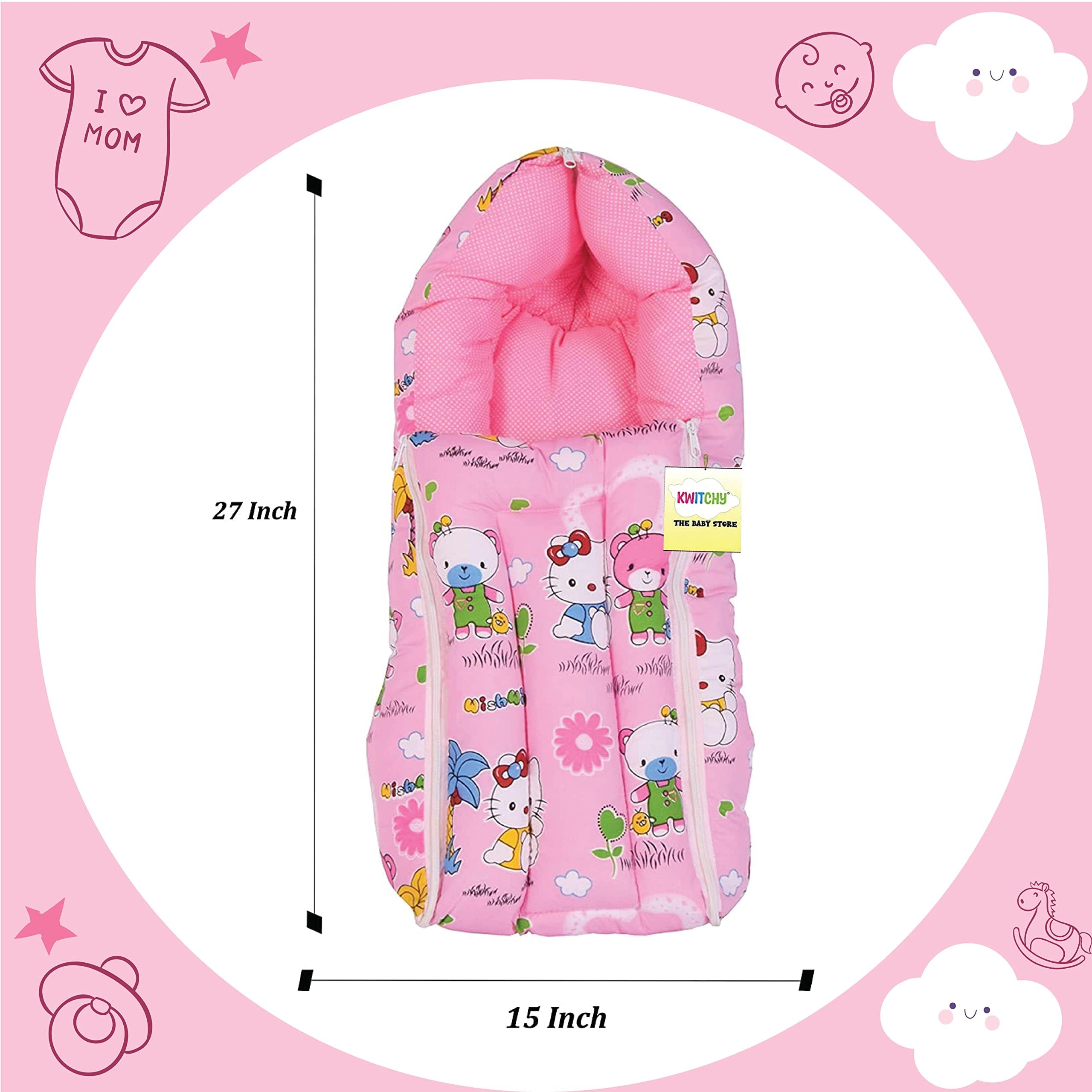Kwitchy Baby Bed New Born Baby Bedding Set | Mattress | Mosquito Net | Carry | Cotton | Infants Beds | Products All | Gift Combo | Essentials (0-6 Months) 4