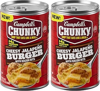 Campbell’s Chunky Soup, Cheesy Jalapeño Burger with Bacon Bits, 18.8 oz Can (Pack of 2)