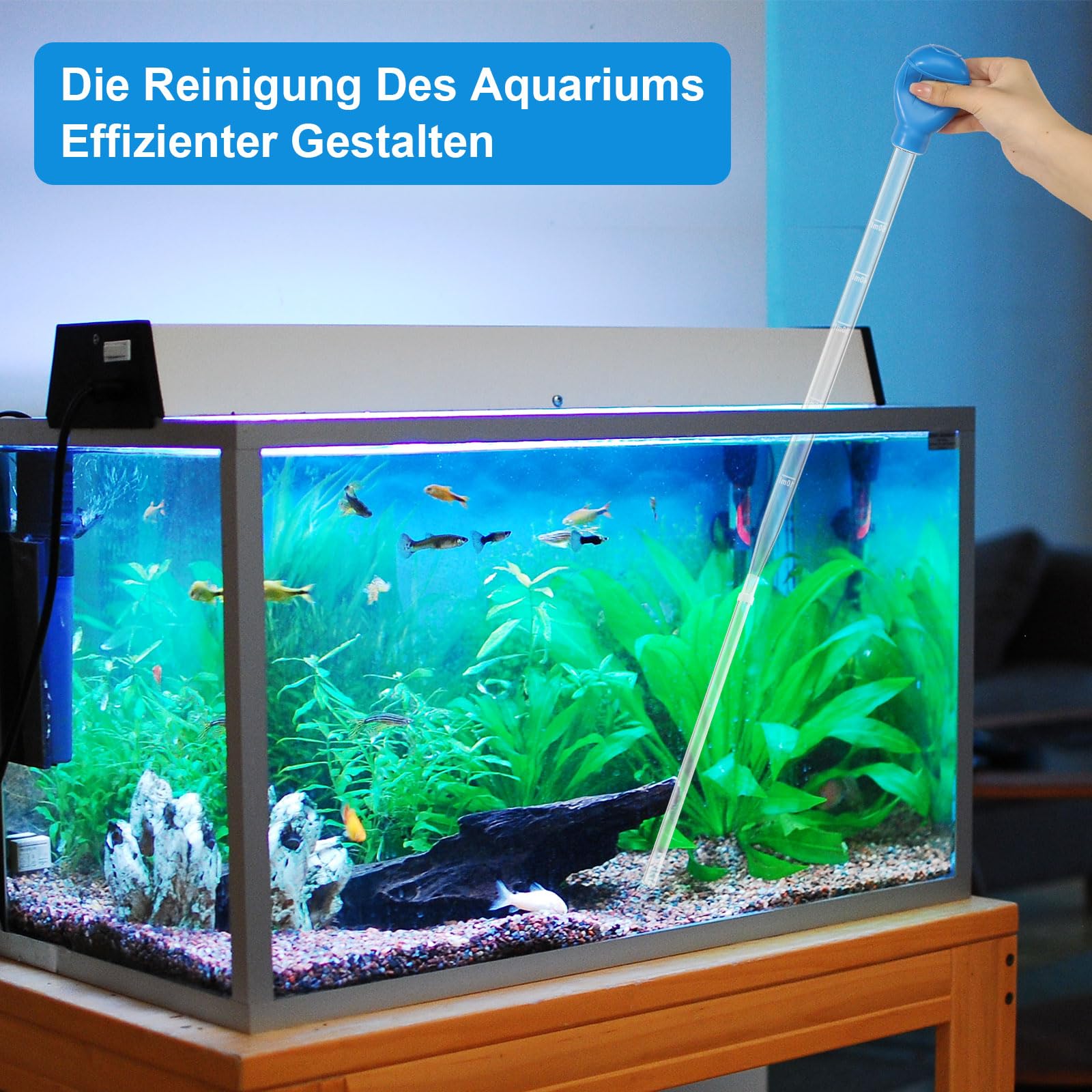 prota Grande pipette d'aquarium - 45 cm - 50 ml - Extra longue - Avec tube d'extension de 25 cm de long - Nettoyeur manuel - Changement d'eau d'aquarium - Accessoire de nettoyage