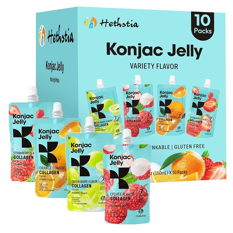 Hethstia Geleia de Konjac com Peptídeos de Colágeno e Vitamina C, 10 sachês