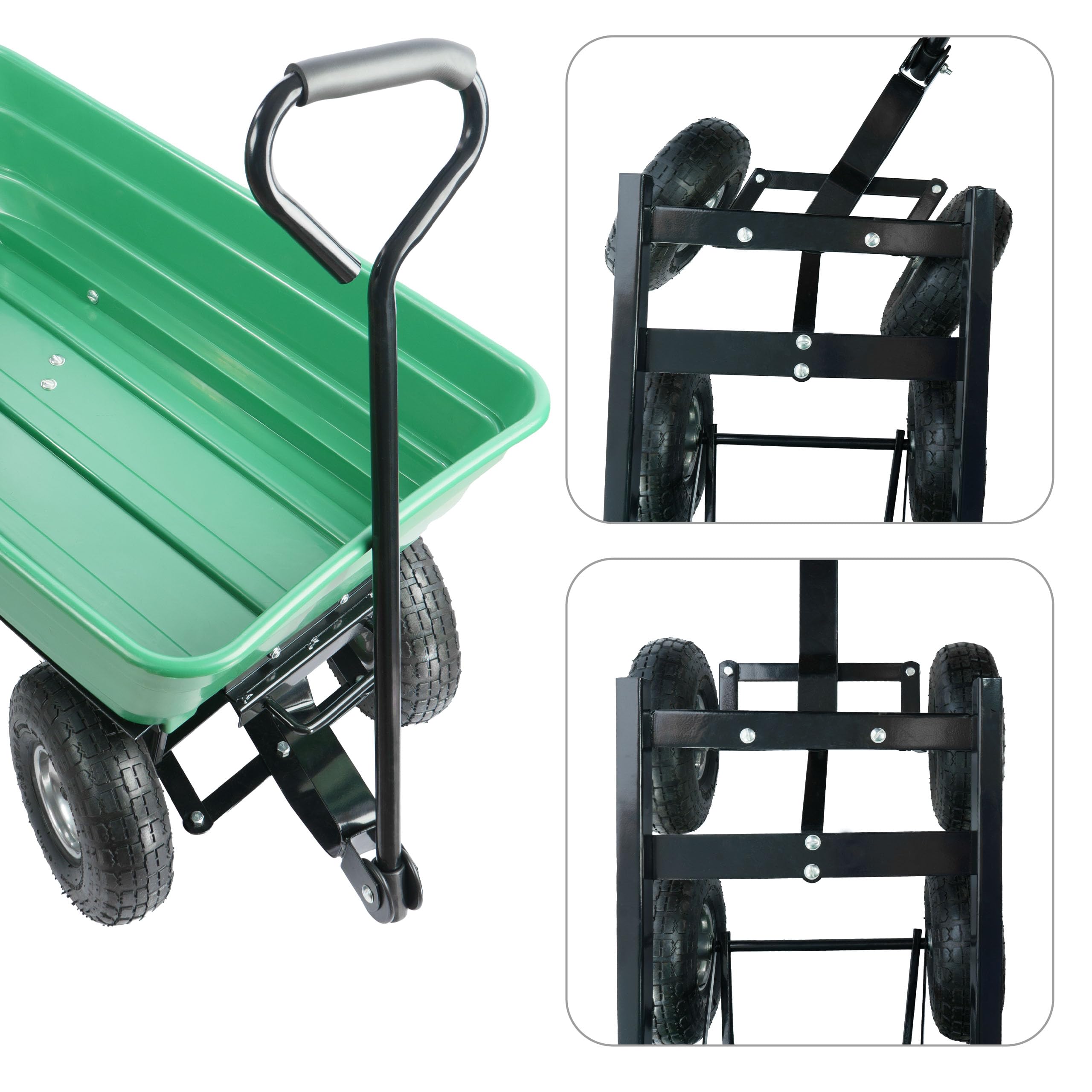 Wózek transportowy ogrodowy do Ogrodu z Plandeką Taczka Przyczepka ogrodowa Udźwig 450 kg Porządki Ogrodowe
