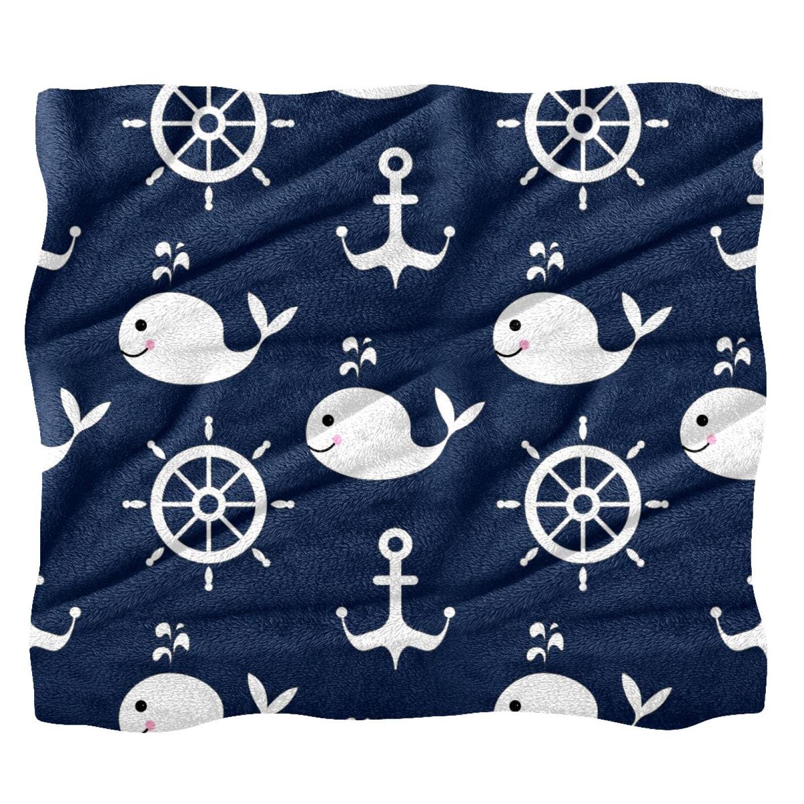 Couverture polaire canapé douce motif baleine pour soirées cocooning