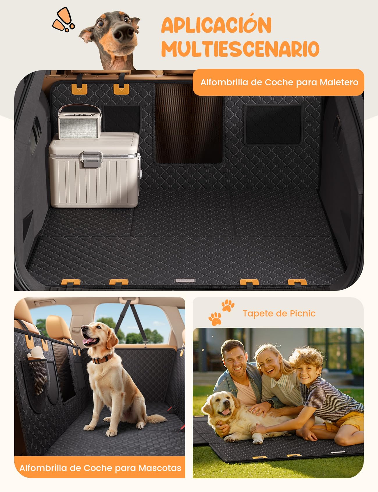 Lamicall Funda Perro Coche para Asiento Trasero - [Antidesgarro Mejorado] Protector Coche para Mascota, Impermeable, con Ventana de Malla Visible y Cremallera, para SUV y Camionetas Pequeñas, L