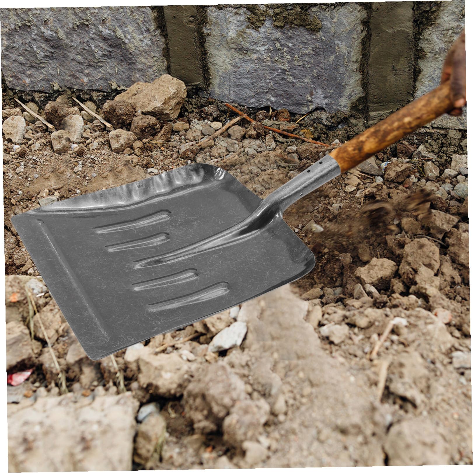 Gartenspaten Aus Manganstahl Ergonomischer Griff Strukturierter Oberfläche Glatte Kanten Vielseitig Für Entfernen Schneeräumen Und Graben in Verschiedenen Bodenarten