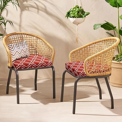 Miniatura 7 de downluxe - Juego de 4 cojines cuadrados impermeables para sillas de exterior y muebles de patio, con correas, de espuma viscoelástica, para asiento