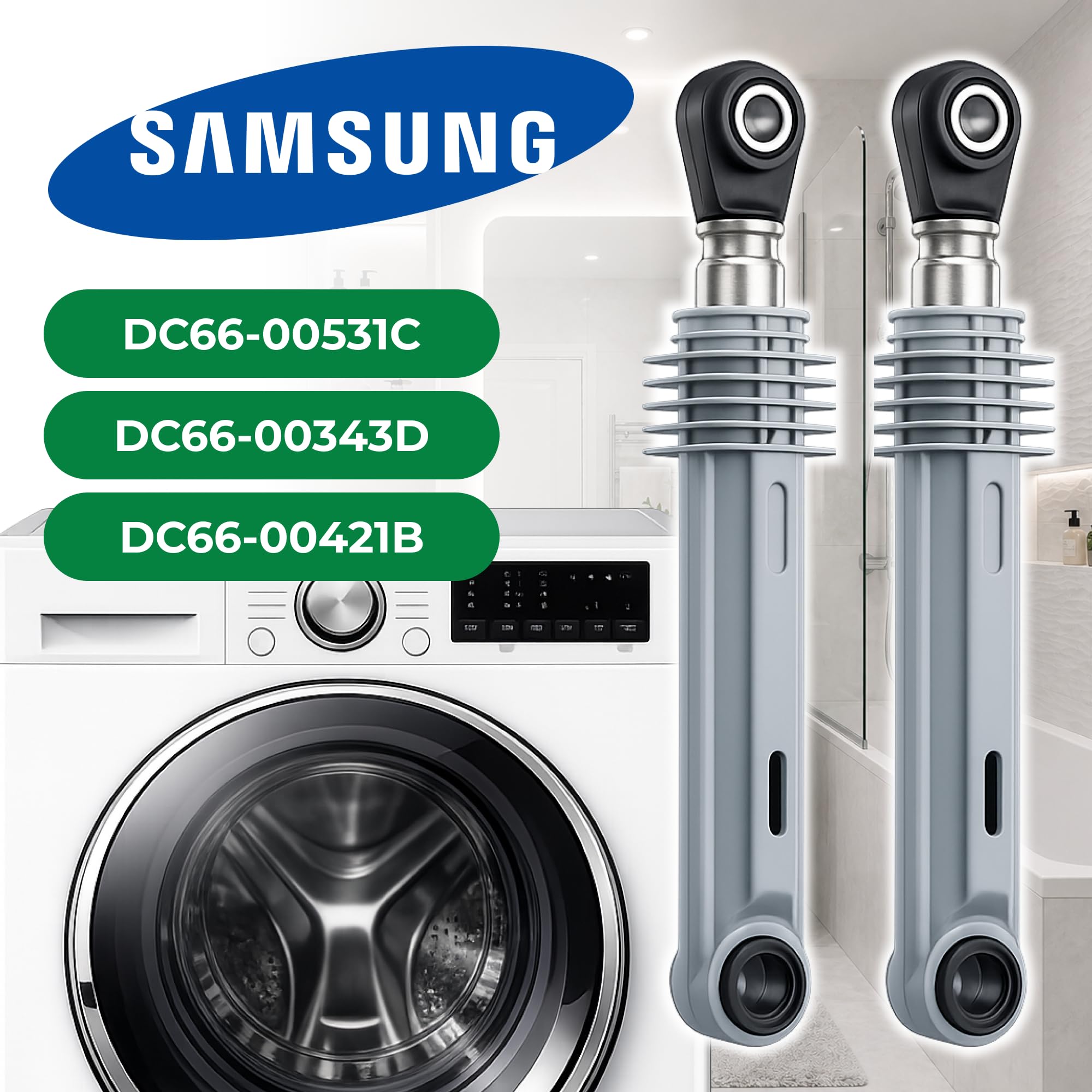 2er-Set Stoßdämpfer Waschmaschine Ø10mm Ø13mm 80N Länge 170 mm – 250 mm mit Originalcode DC66-00343D DC6600343D DC66-00421B DC6600421B DC66-00531C DC6600531C für Samsung