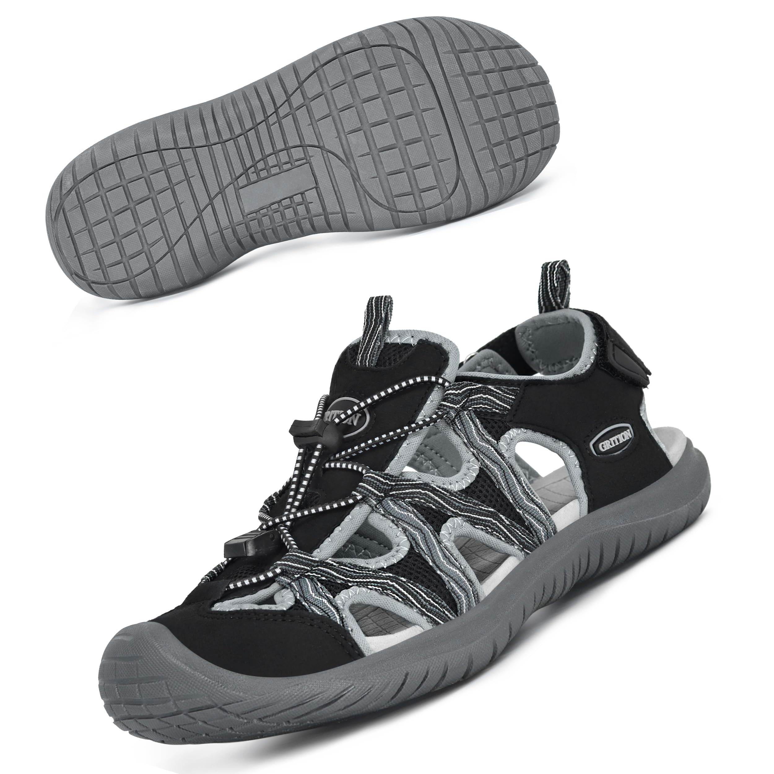 GRITIONWomen Hiking Sandals Closed Toe Walking Sandals Ladies Hiking  Sandals Comfort Waterproof Water Sports Sandals with Ankle Strap Trekking  Beach - Main Image