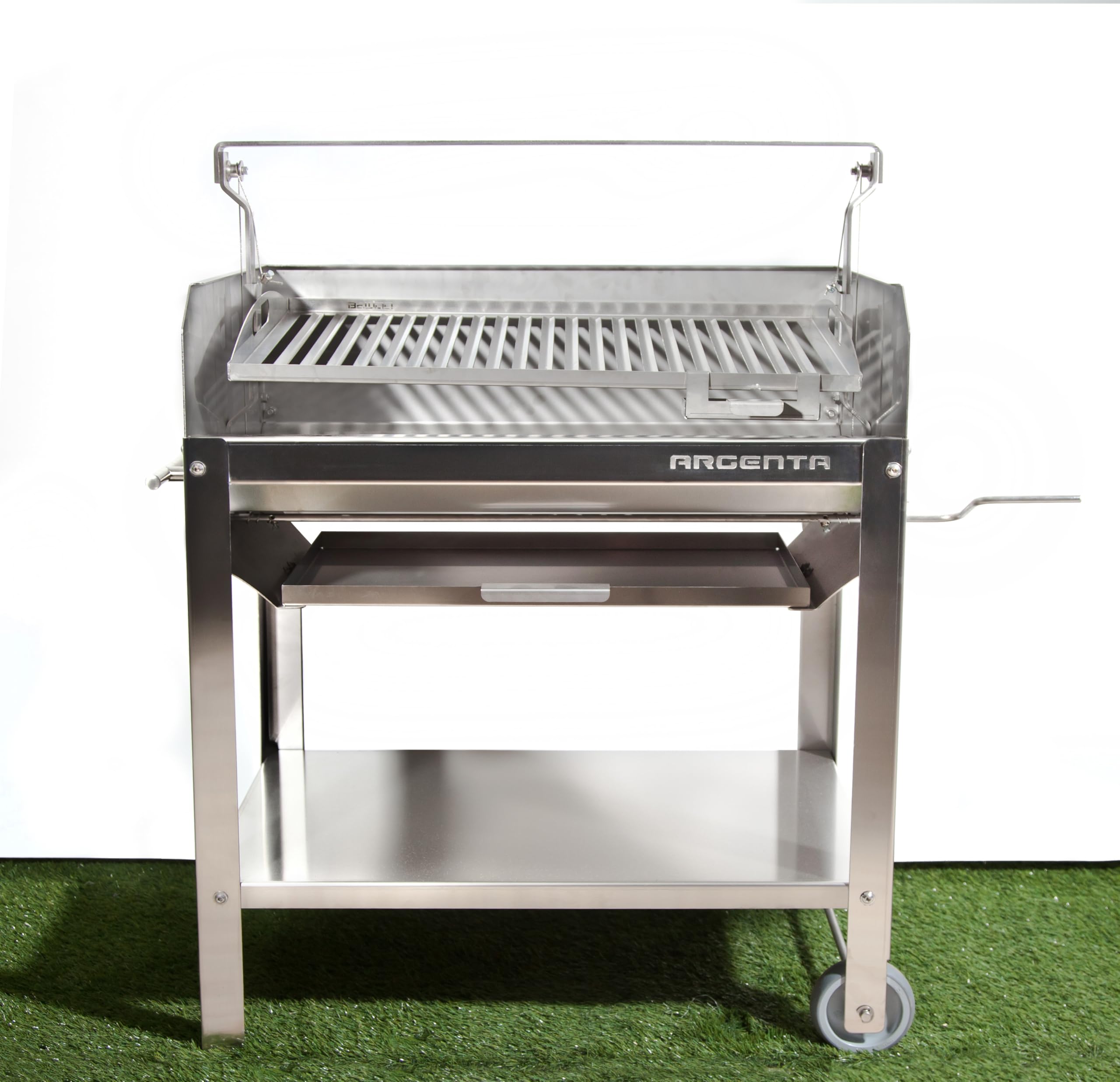 MF - Barbacoa Argentina ARGENTA 70i Inoxidable Profesional con Parrilla Elevable de 72 cm para Leña o Carbón