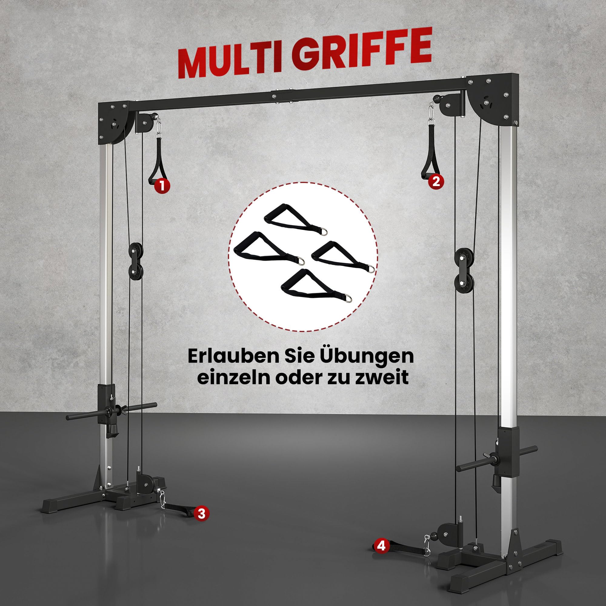 SPORTNOW Station de Musculation Double poulie Cable Crossover vis à vis, Charge Libre avec Poids 2 x 50kg - dim. 245L x 85l x 207H cm, en Acier, Noir