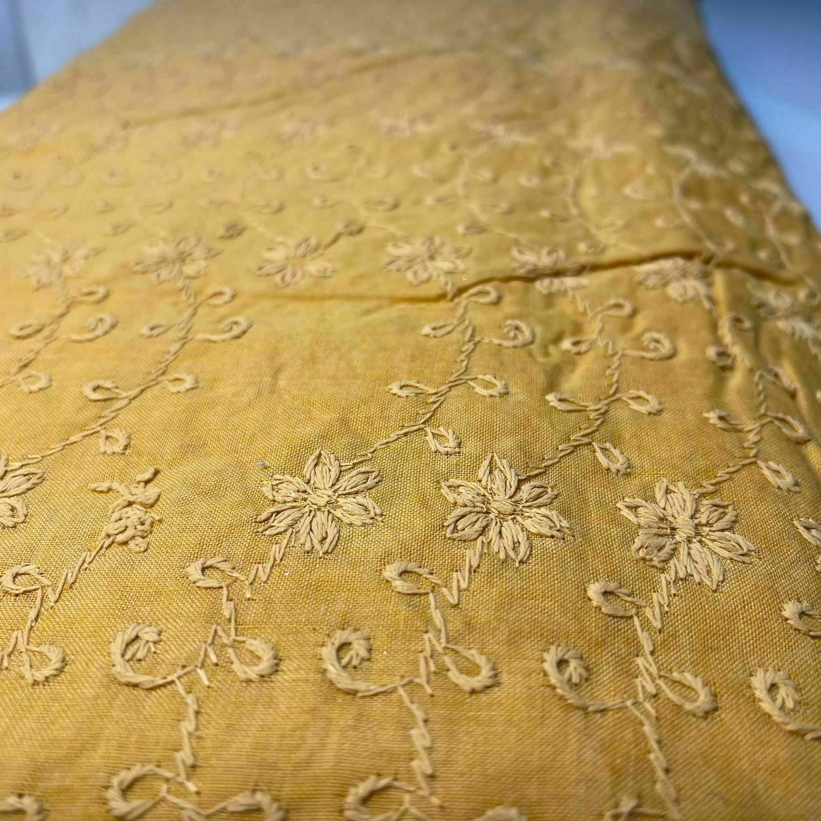 Indian 100% Cotton Lawn All Over Border Broderie Anglaise Embroidered Dress Craft Fabric Material 44" - Image 2
