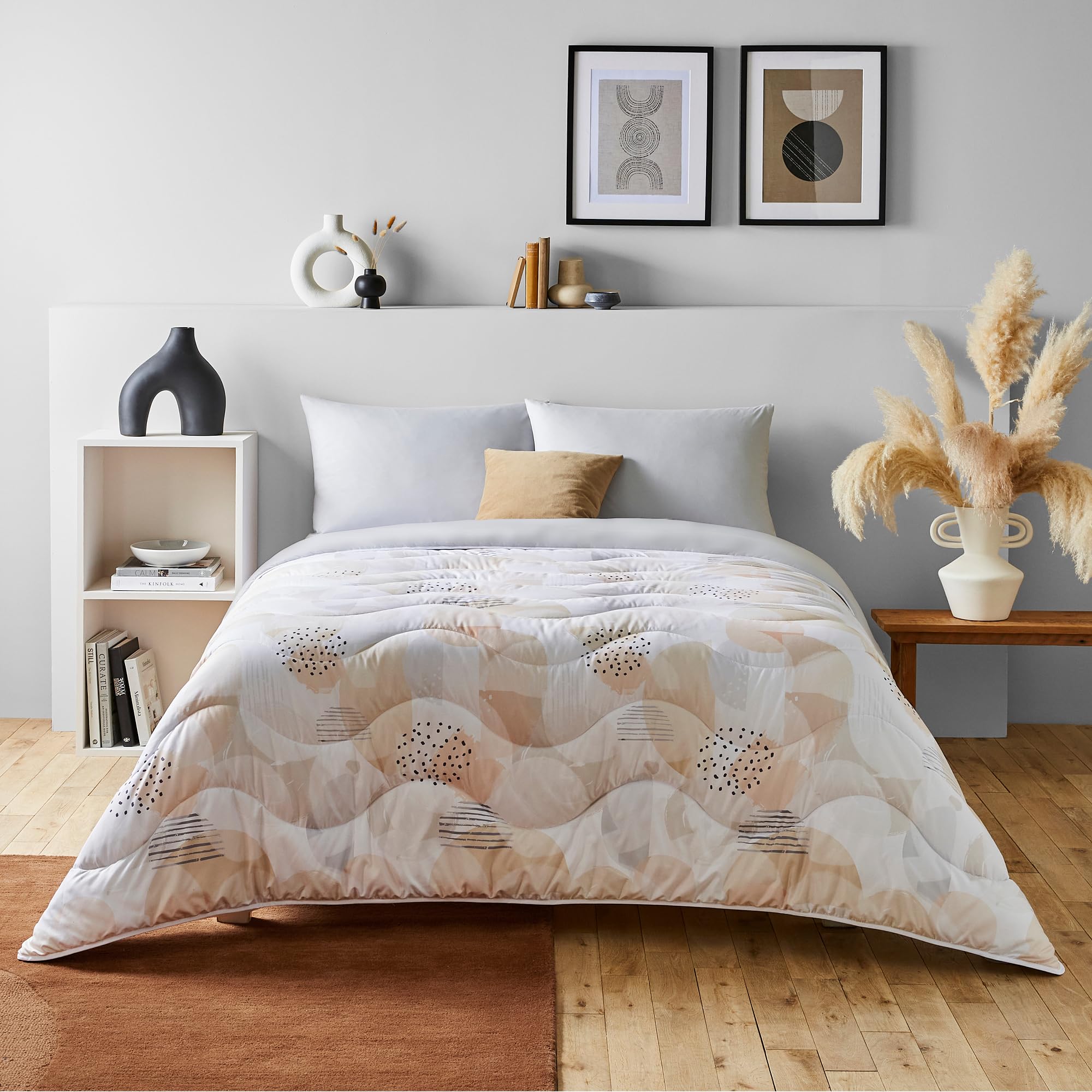 Night Lark Coverless Duvet Double 6 Tog Spring Summer - Pastel Palms Supersoft, Cosy & Lightweight Quilt Machine Washable & Quick Dry All In One Reversible Comforter Pillow Set