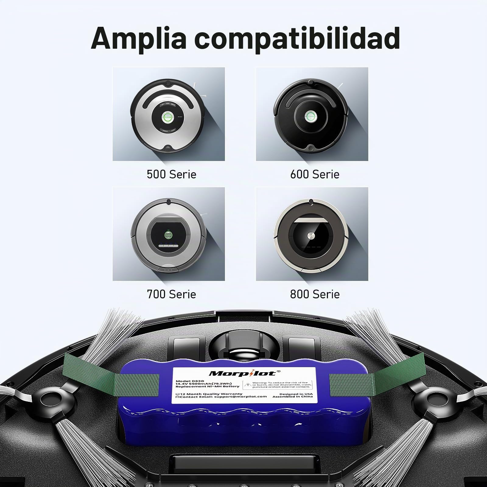 Morpilot 5500mAh 14,4V Ni-MH Xlife Batería para iRobot Roomba 500 600 700 Serie 800 y R3, Scooba 4500 Robot Aspirador