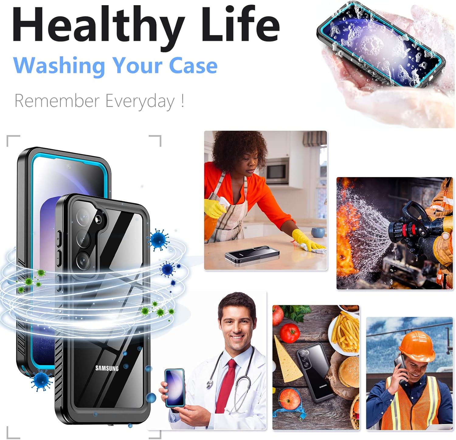 Temdan for Samsung Galaxy S23 Case,Waterproof Built-in Lens & Screen Protector[Full Body Shockproof][12 FT Military Drop Proof][Dustproof][IP68 Underwater] Case for Galaxy S23 5G Blue
