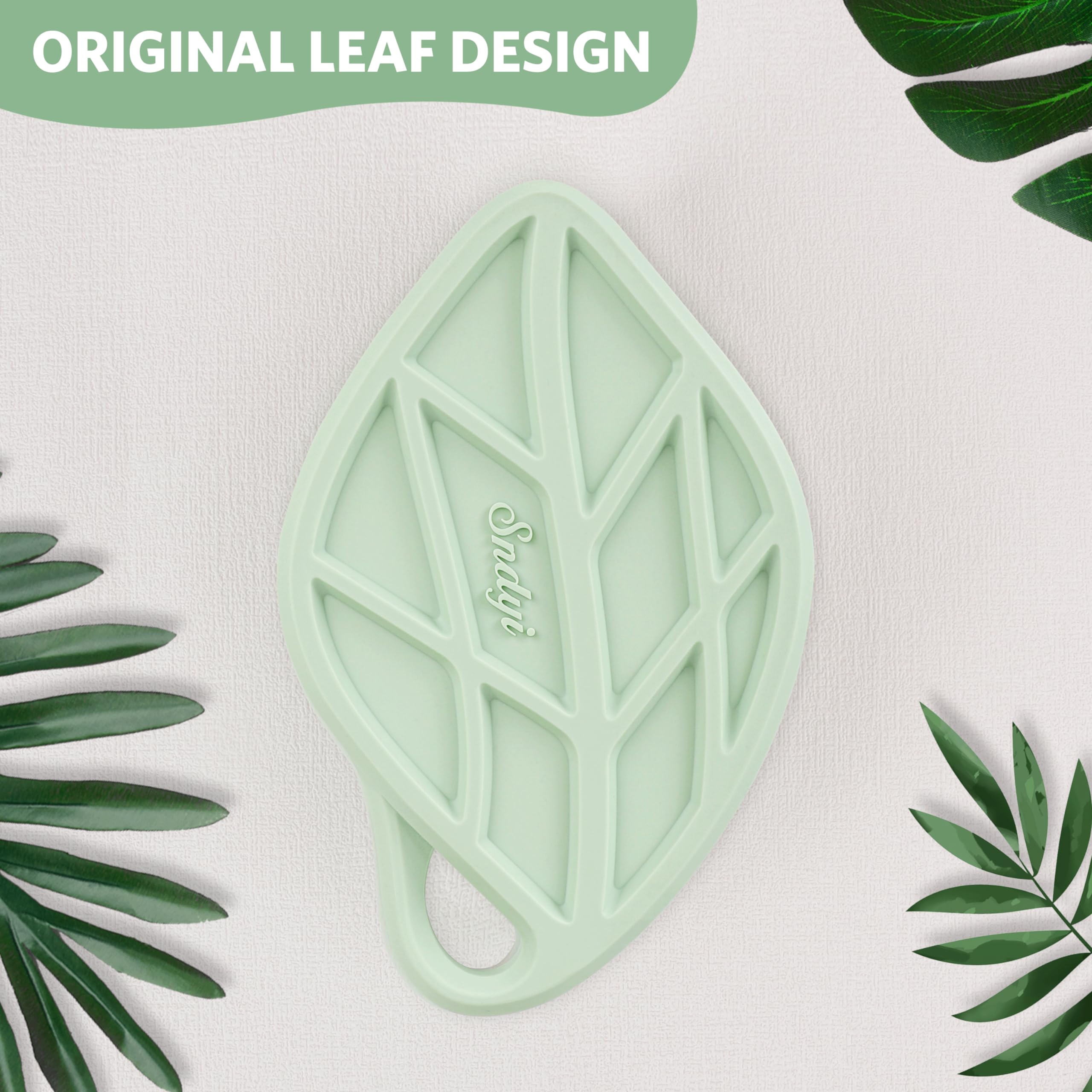 Sndyi Silicone Body Scrubber, Gentle Exfoliating Body Scrubber for Sensitive Skin, Leaf Shaped Shower Scrubber for Body with Lathering Bristles, Silicone Loofah Body Brush for Showering,: Green