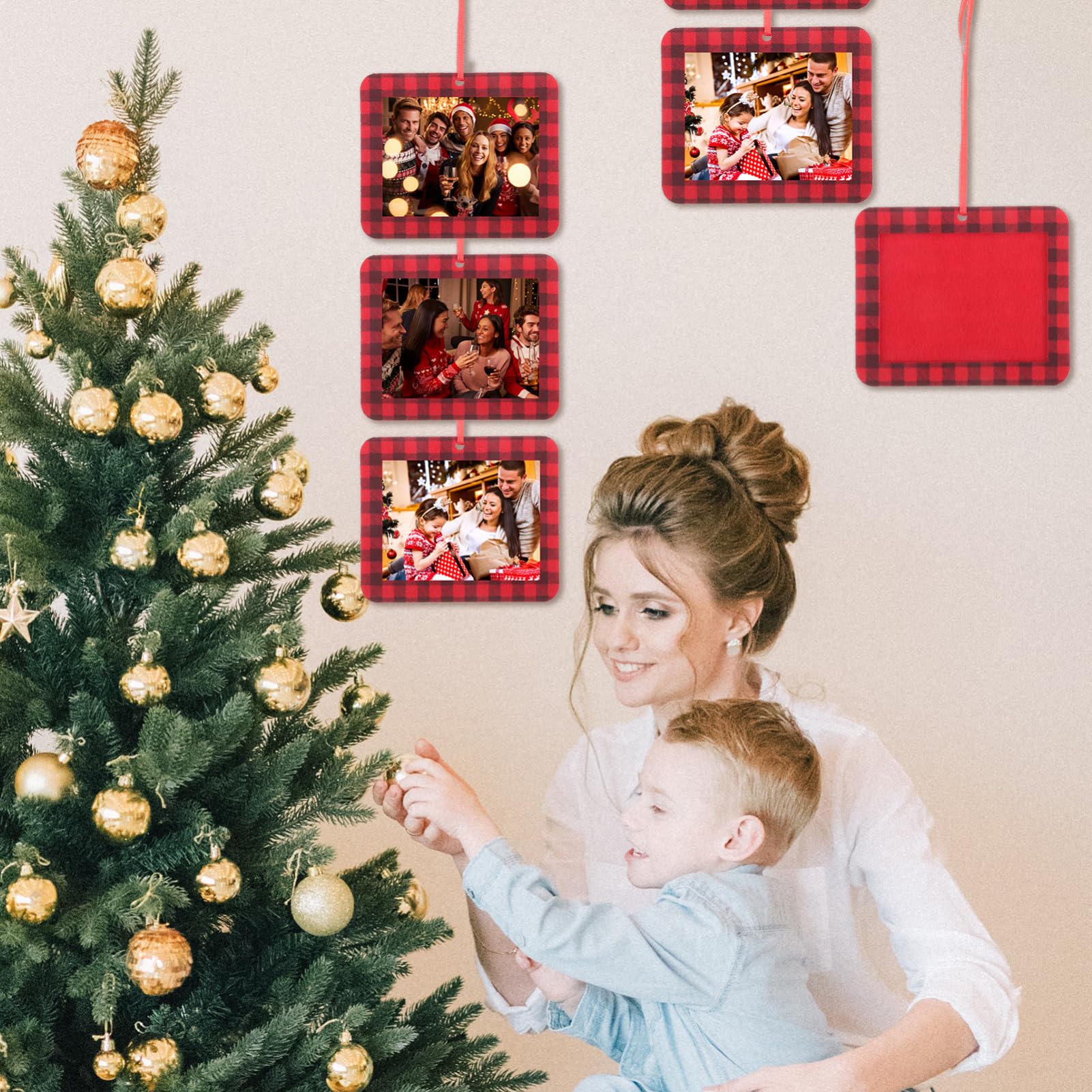 Abaodam 36piezas Adornos De Navidad De Fieltro Forma De Marco De Fotos Colgantes Decorativos Para Fotos Navideñas Para Fiestas y Decoraciones Del Hogar