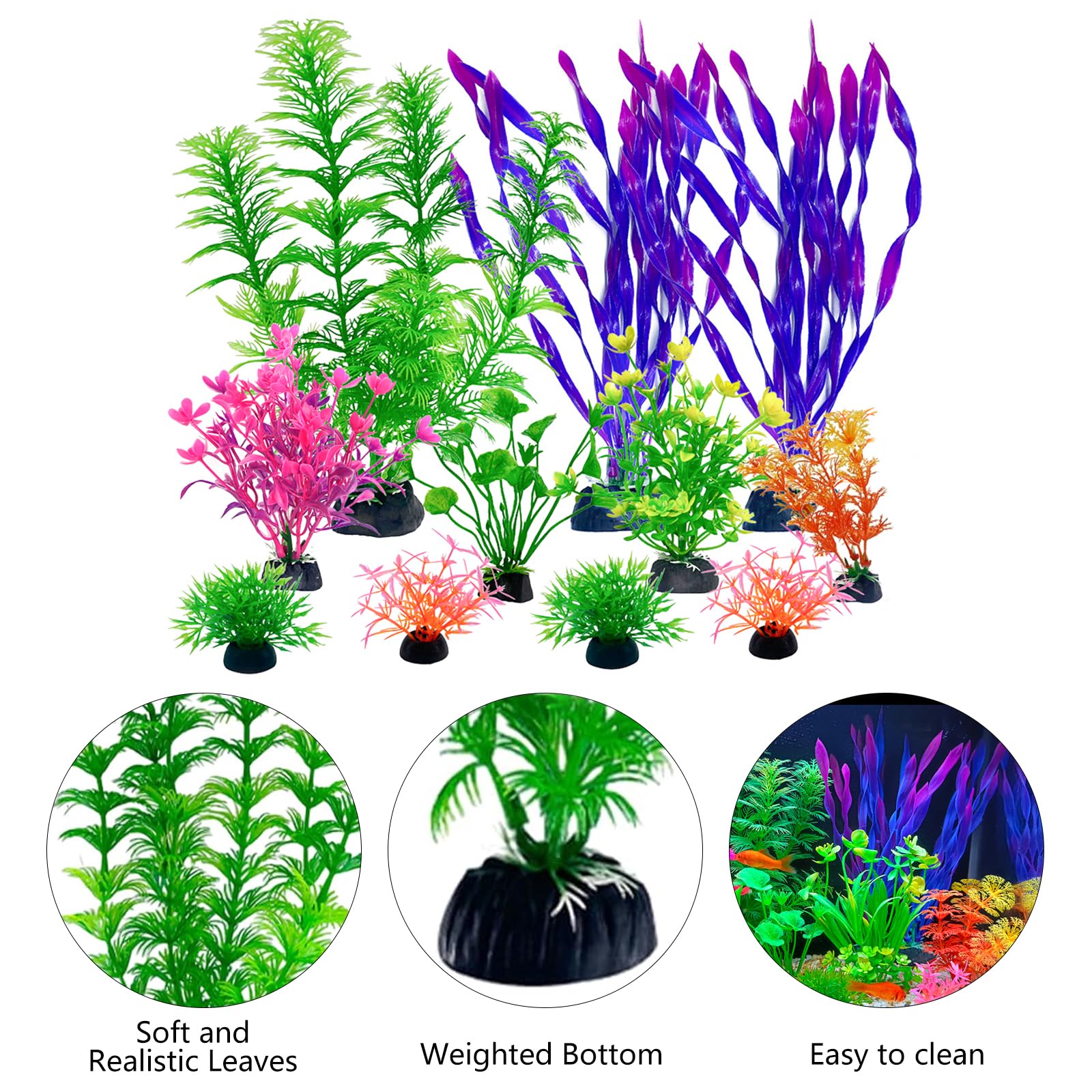 Aquarium Water Plants Artificial Fish Hides Driftwood Fish Tank Decor (Green) | NL