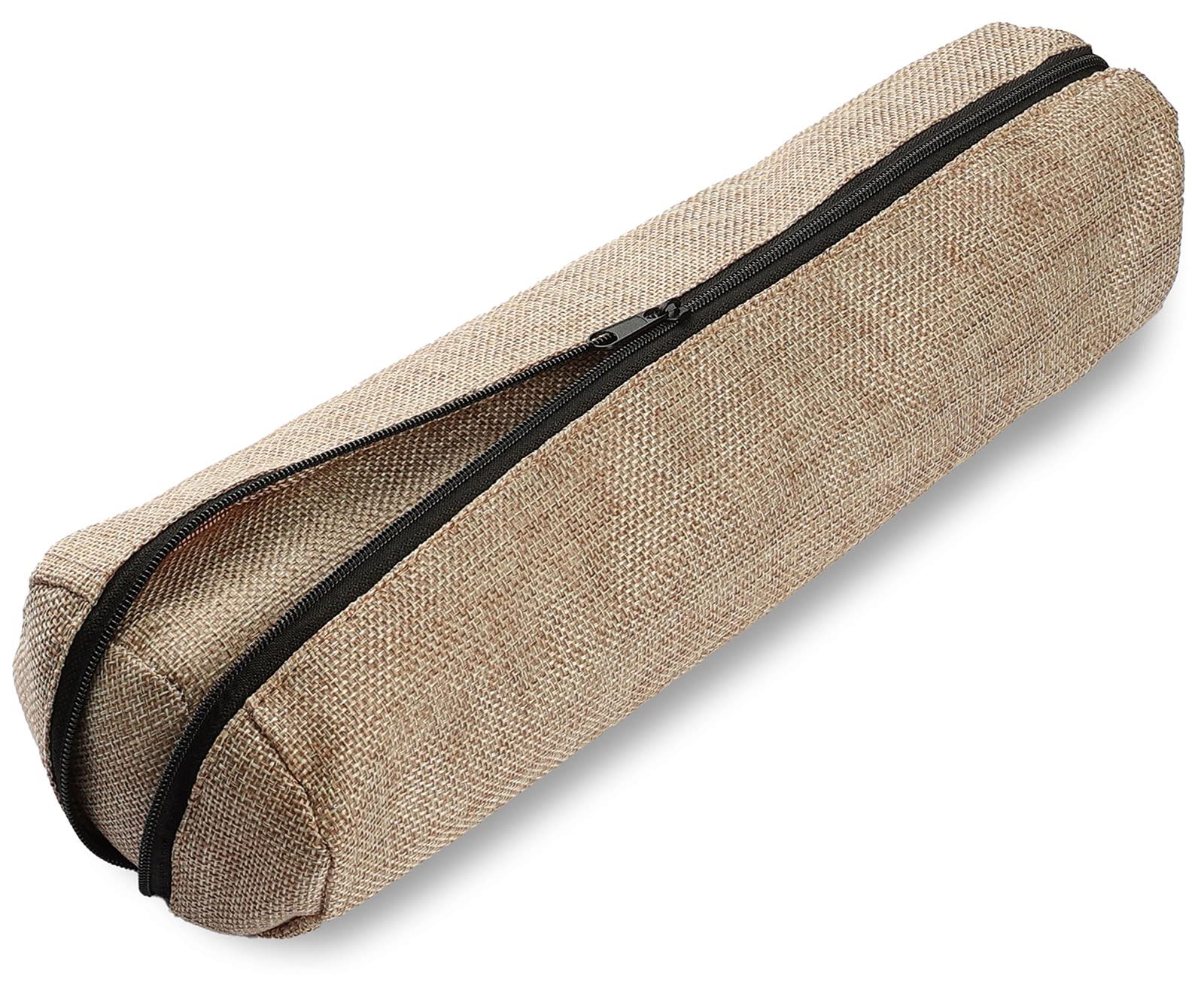 Novel Box Burlap Faux Leather Bangle/Bracelet/Watch Roll 12.25x3x3 Inches with Matching Zipper Pouch - Portable Organizer Pouch with Removable Roll Insert for Travel, Retail & Personal Use