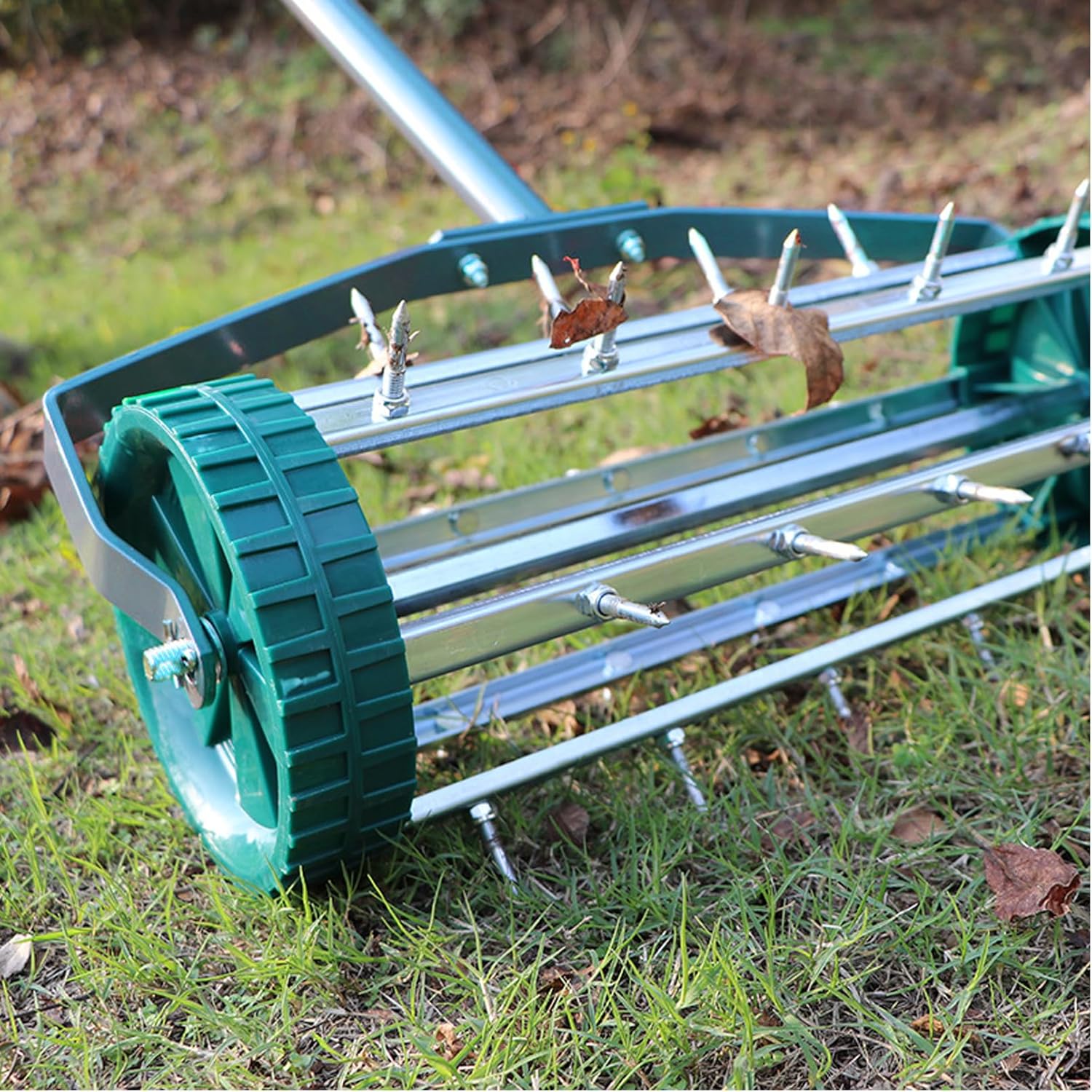 Manual Lawn Push Aerator, Heavy Duty Rotary Push Spike