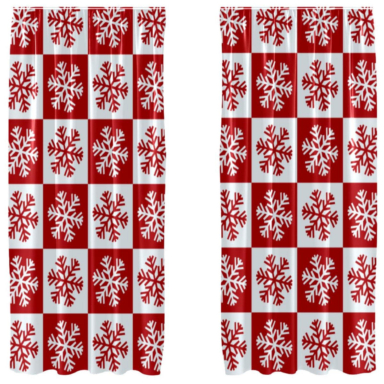 Cortinas rojas opacas de Navidad de 55x84 pulgadas que bloquean la luz con estilo
