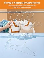 Vista 4 de Perchas para bebé, paquete de 50 perchas de acero inoxidable de 12.6 pulgadas, resistentes, antideslizantes, ahorran espacio, para niños, ropa