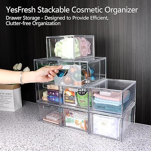 Miniatura 2 de Organizador de cajones, organizador de escritorio apilable con particiones interiores extraíbles para organización y almacenamiento de tocador,