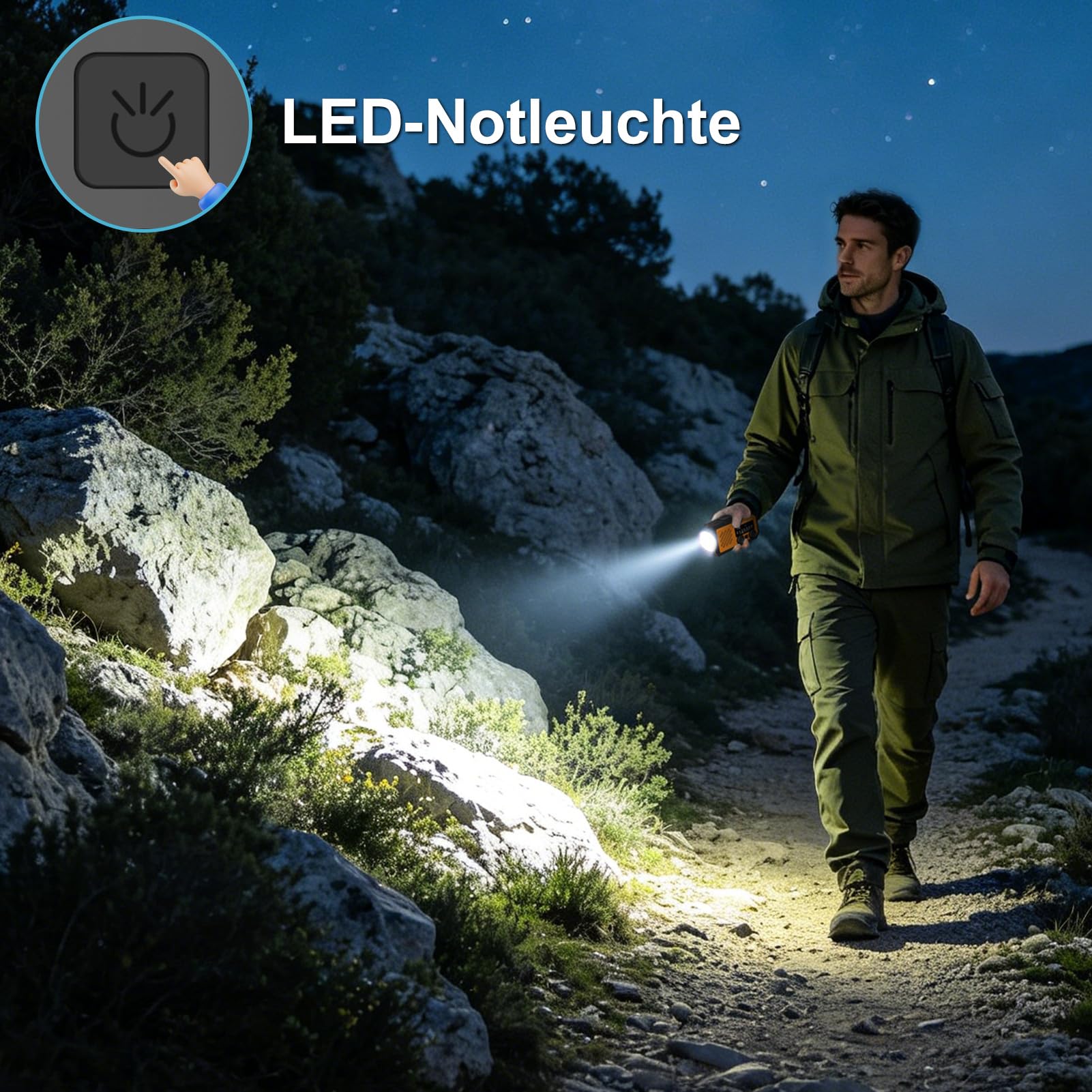 Multifunktions-Kurbelradio 2000mAh ，AM/FM Solar-Radio tragbar， Wetterradio mit LED-Licht & Powerbank ，SOS-Notfallalarm für Outdoor & Zuhause