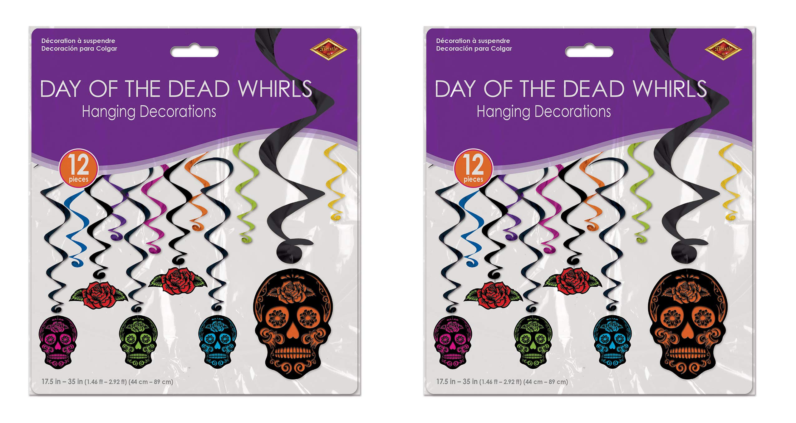 Beistle 01249 Day of The Dead Whirls 24 pezzi, plastica, multicolore