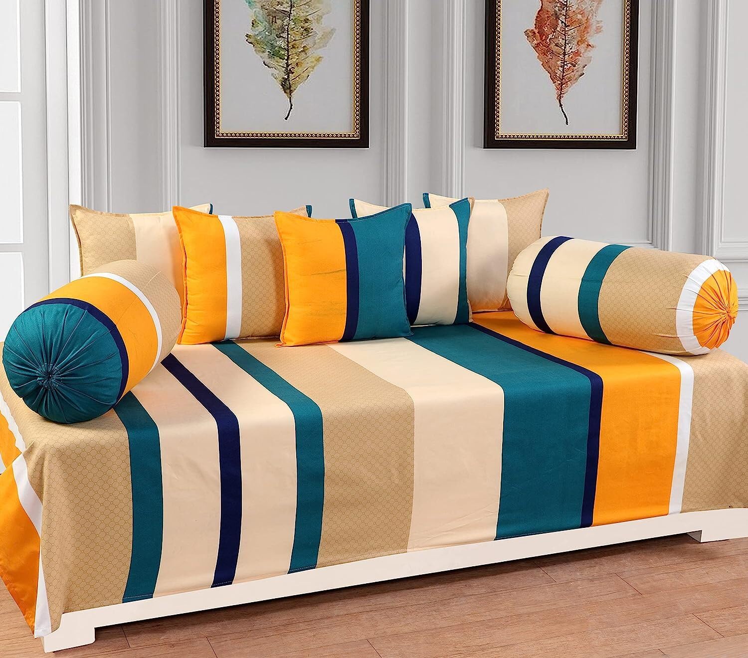 Polycotton Striped Diwan Set (Multicolor, Yellow)_BZ_dwn-stripeyellow-image-29