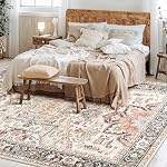 Area Rug for Living Room - 9x12 Washable Oriental Vintage Floral Distressed Large Indoor Carpets with Non Slip Back for Bedroom Dining Room Nursery Office (Multi Color,9'x12')