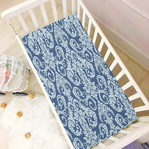 Miniatura 6 de Fitted Crib Sheet for Boys & Girls Damascus Print Soft Breathable Unisex Baby Sheets for Standard Crib and Toddler Mattresses 39 x 27 in