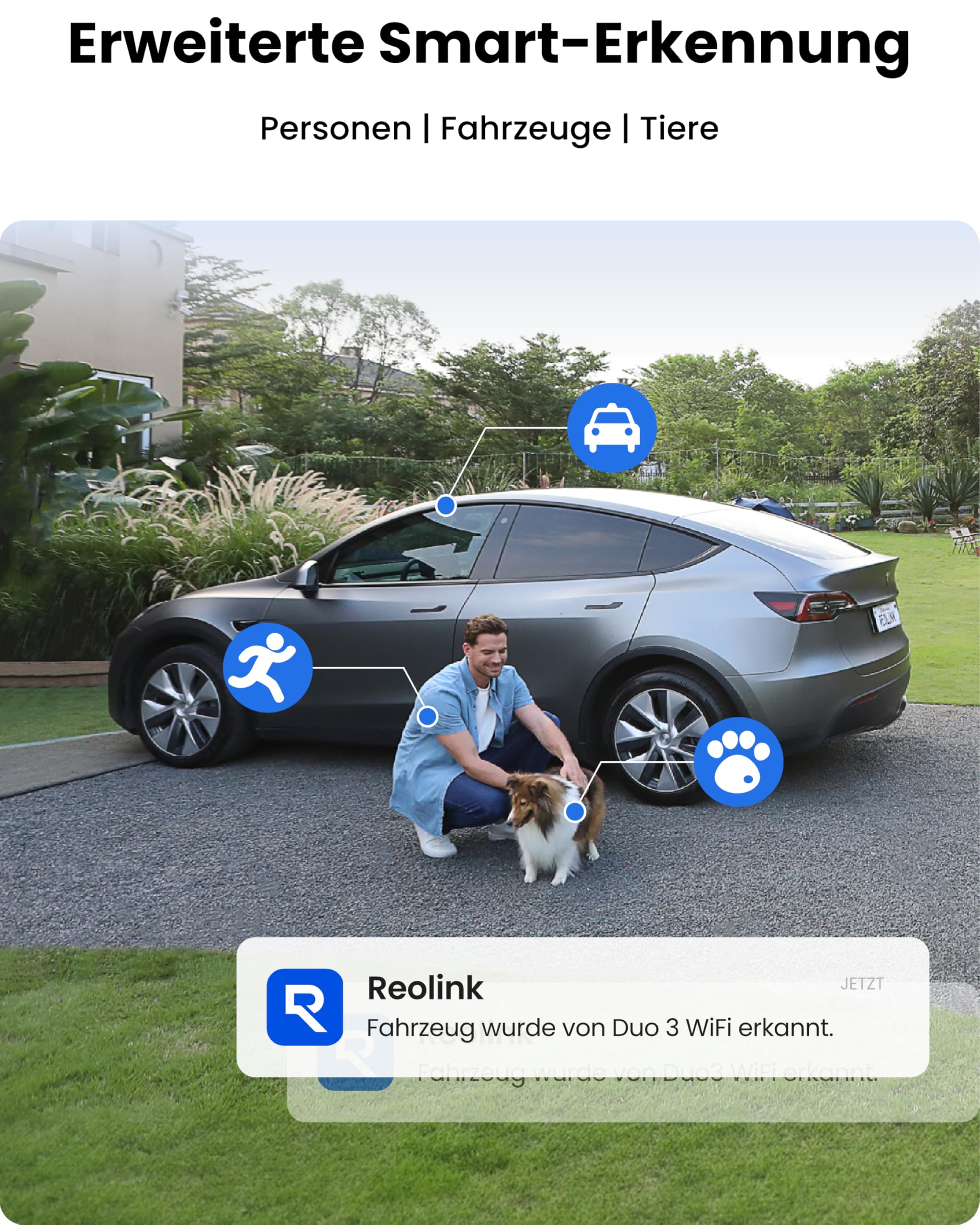 Reolink 16MP Wi-Fi 6 Überwachungskamera Aussen WLAN mit 180° Panoramablick | Bewegungsspur, Dual-Lens WLAN Kamera Outdoor, 30m Farbnachtsicht, 24/7 Aufzeichnung, Person/Auto/Tiererkennung, Duo 3 WiFi