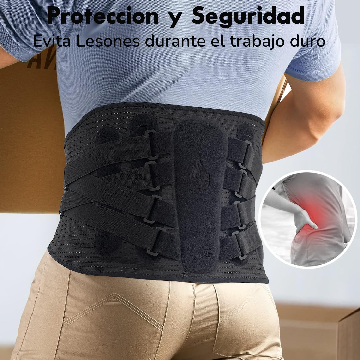 Faja Lumbar Hombre Mujer con Soporte Biónico, Almohadilla de Apoyo 3d, Férulas Ergonómicas, 8 Puntos de Compresión, Malla Elástica Transpirable, Dolor Espalda, Ciática, Trabajo, Postura (XL)