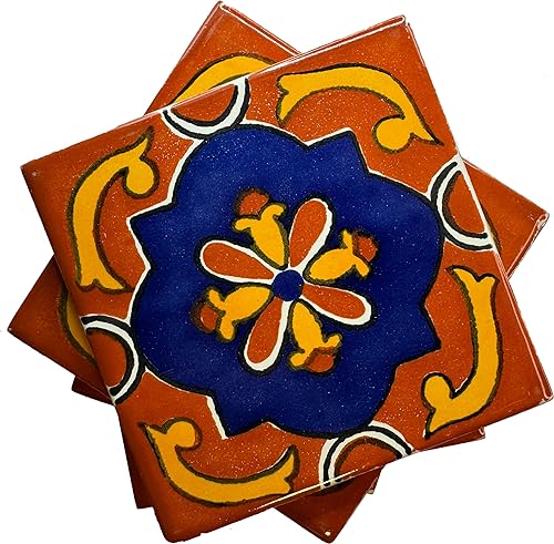 Miniatura 3 de Cerámica Talavera Azulejo Mexicano 4x4", 9 Piezas (NO Adhesivos) Calidad de Exportación A1! - EX49