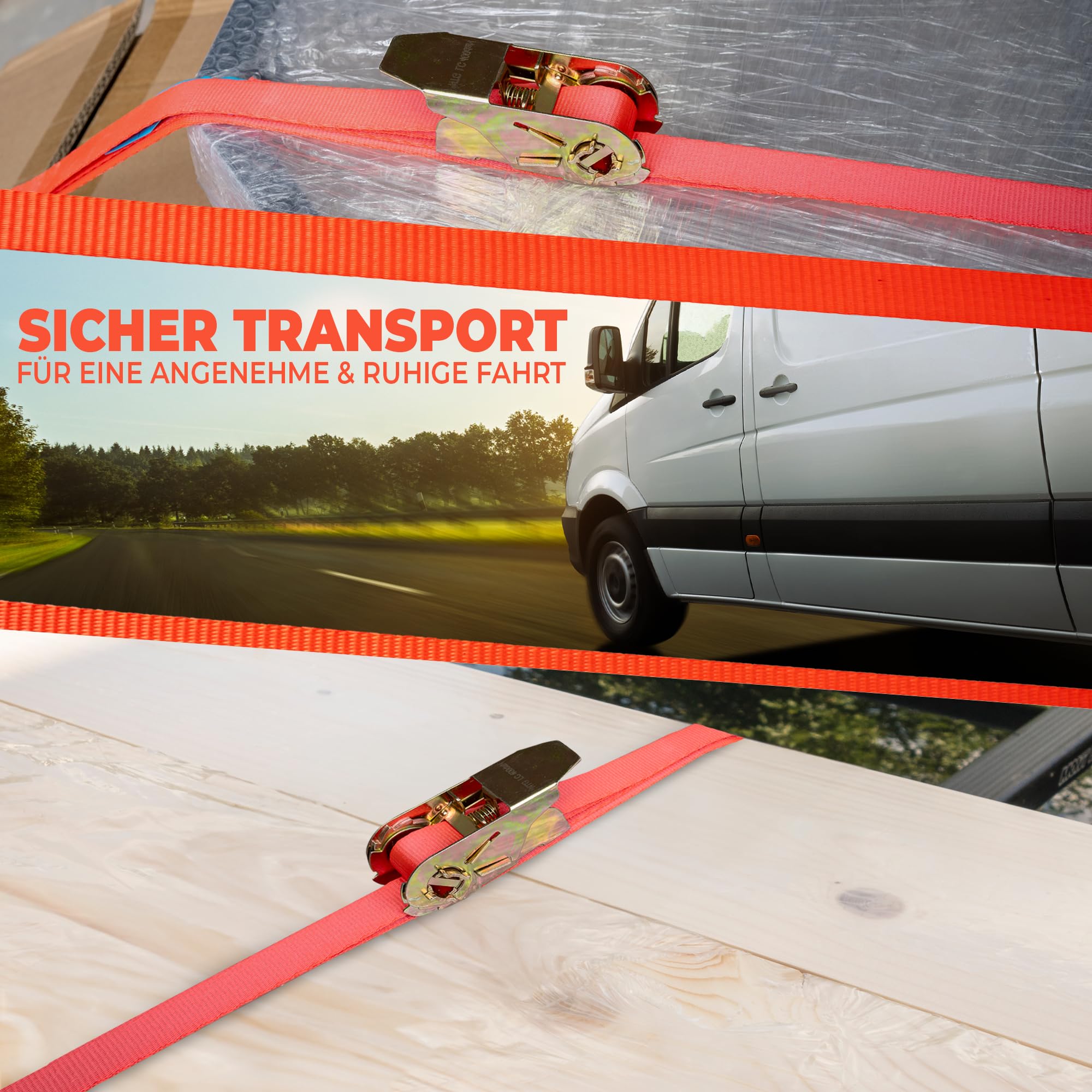 NTG Lot De 10 Sangles D'arrimage Avec Cliquet - Longueur