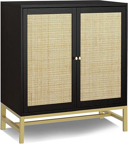 Gabinete de ratán para bufé aparador con gabinete de almacenamiento con puertas mesa de consola de ratán gabinete de buffet lateral para comedor