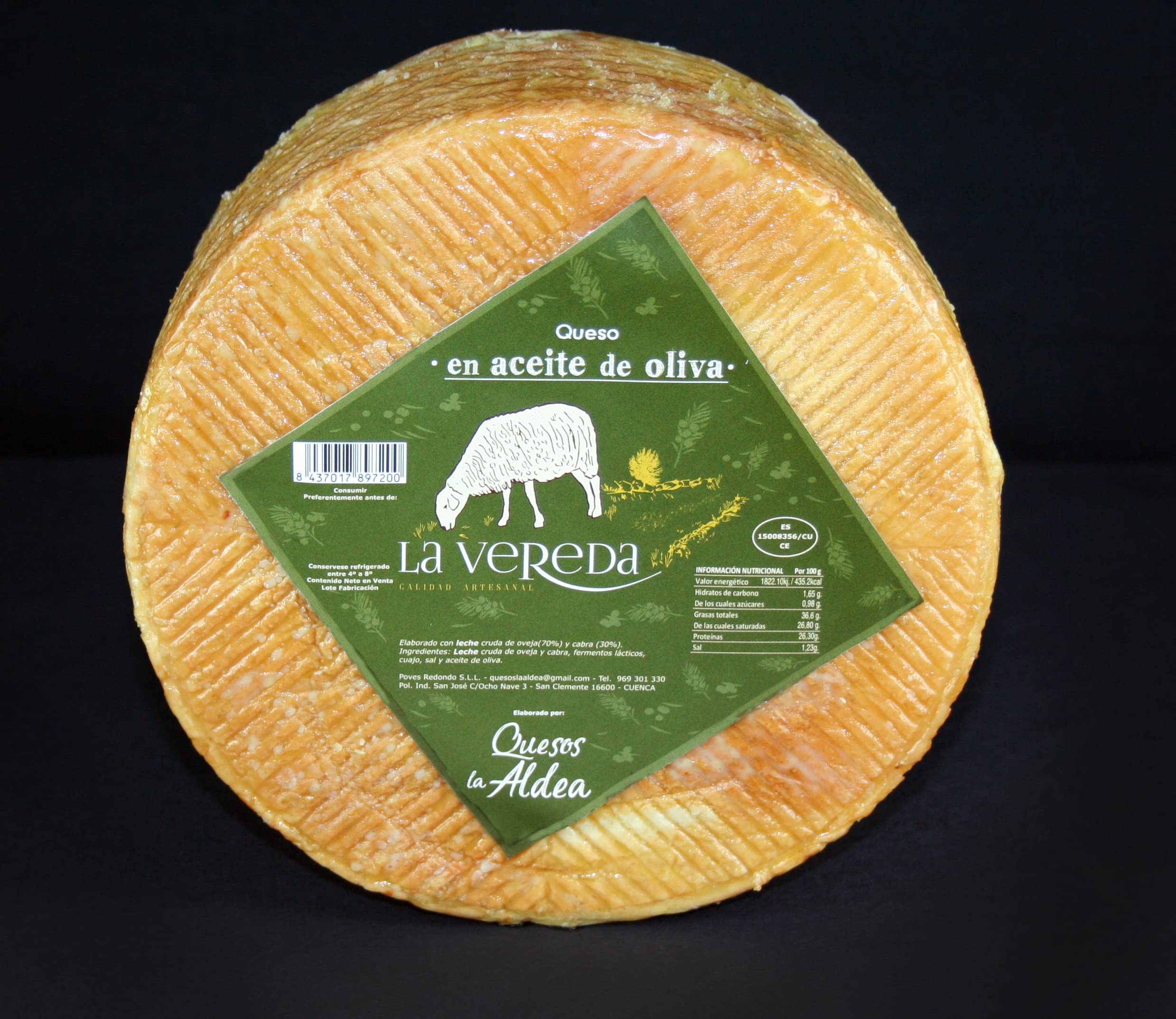 QUESOS LA ALDEA Queso Artesano de Oveja y Cabra Curado en Aceite de Oliva 3 kg | Queso Curado Gourmet, pieza de calidad artesanal para Cestas Gourmet, Packs Regalo y Hostelería