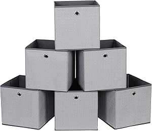 6 Scatole Portaoggetti SONGMICS 30x30x30cm | Tessuto Grigio | Pieghevoli E Leggere - Foto 10