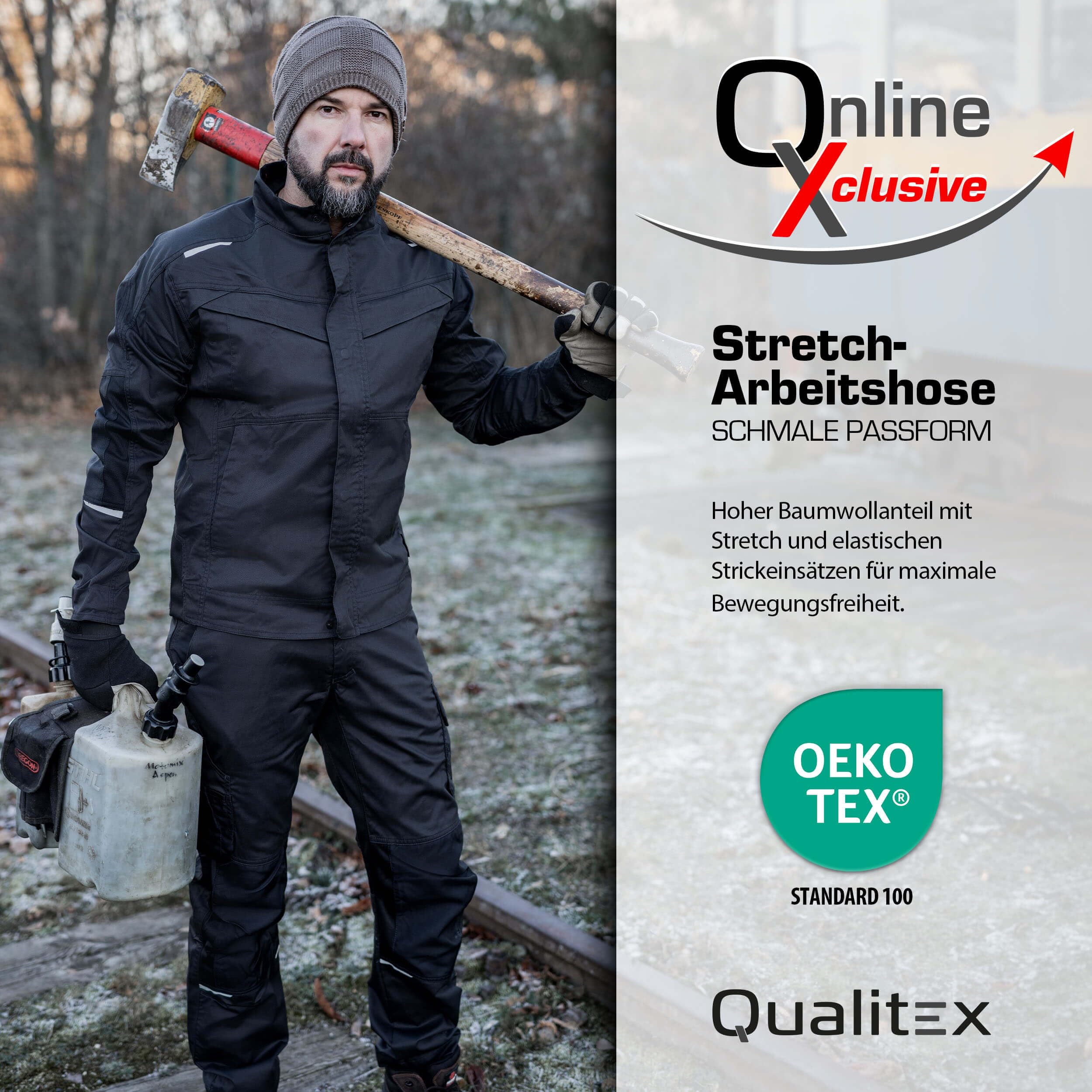 Qualitex iND Arbeitshose Stretch Flex Bundhose Workwear Herren Premium