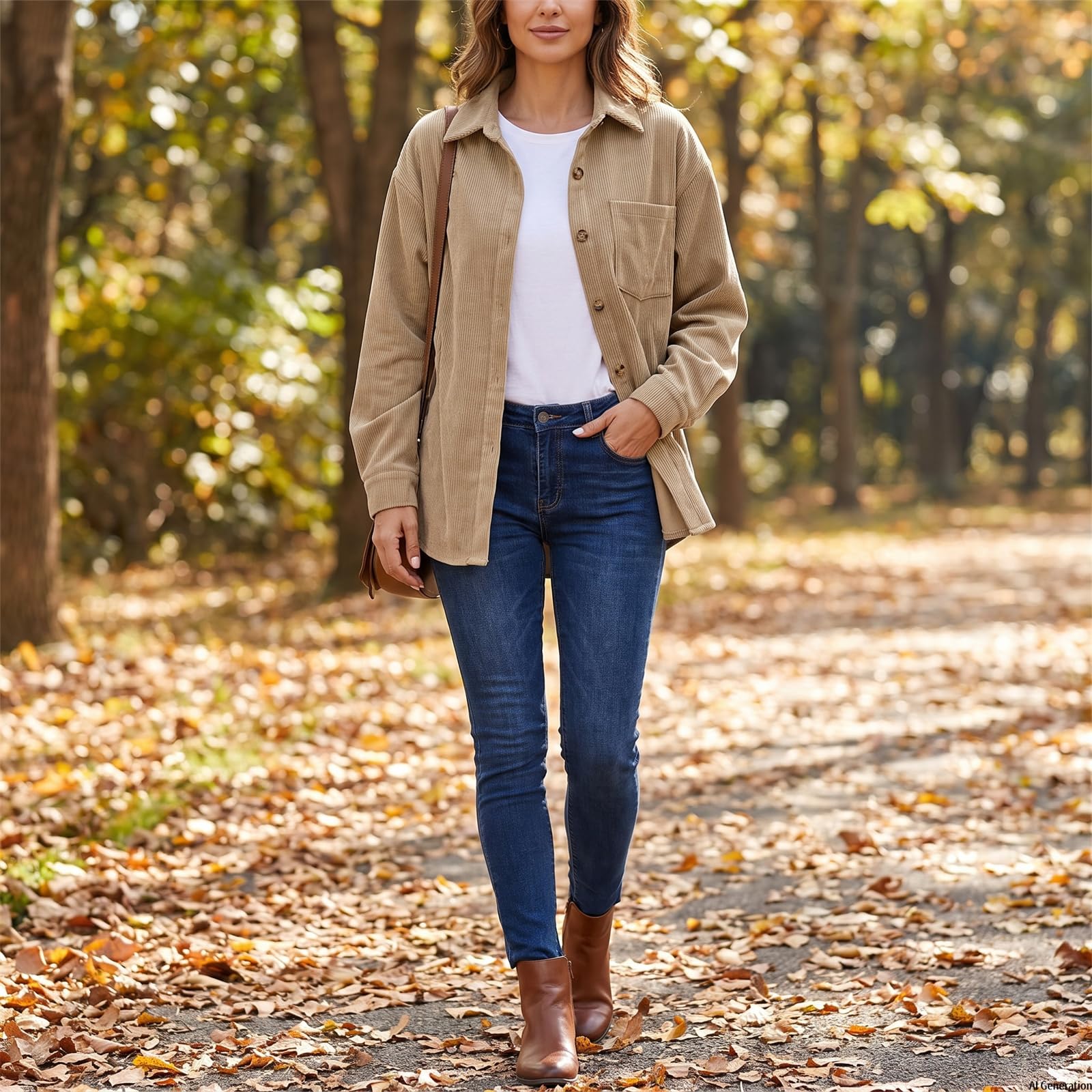 Cordbluse für Damen langärmlig mit Kragen ideal für Herbst und Freizeit