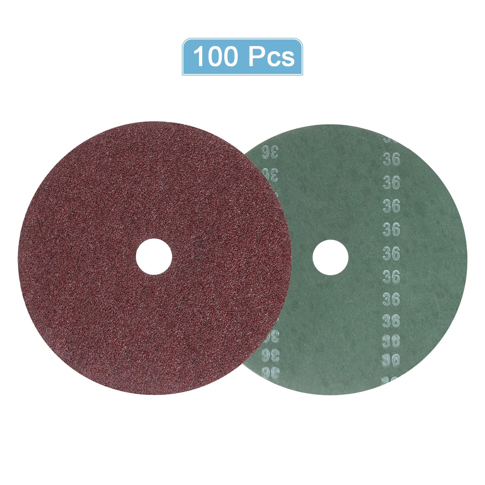 QUARKZMAN 100PCS Discos De Fibra Para Lijado Y Pulido 7" X 7/8" 36 Grit Discos Abrasivos De Resina Cerámica Para Lijado Y Pulido Color Rojo-Marrón