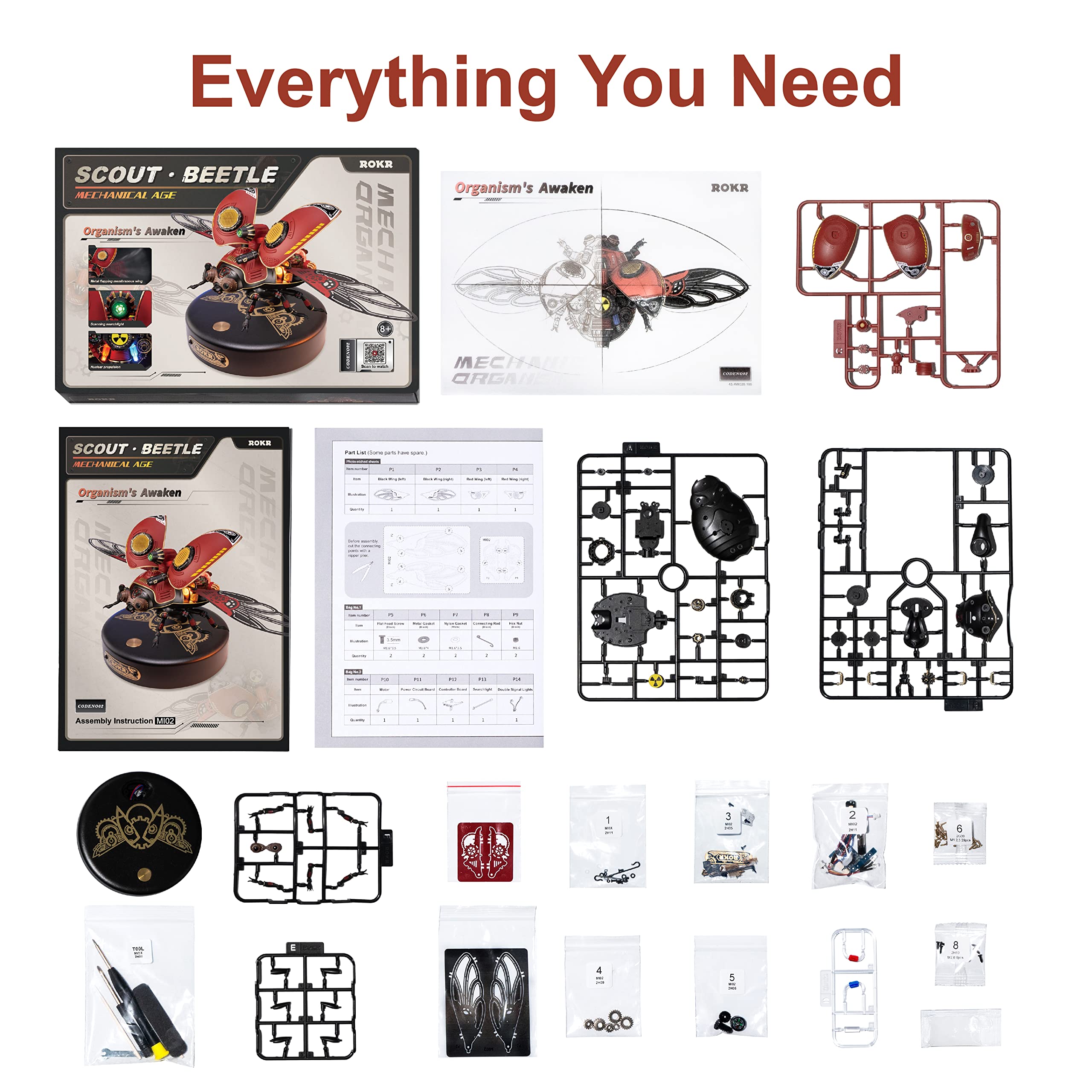 ROKR 3D Puzzle Erwachsen Käfer Scout Beetle 3D Metall und Kunststoff Puzzle Modellbausatz Steampunk Insekt Figur Sammelbares Spielzeug Deko Geschenk Für Ihn Mann Papa (MI02)