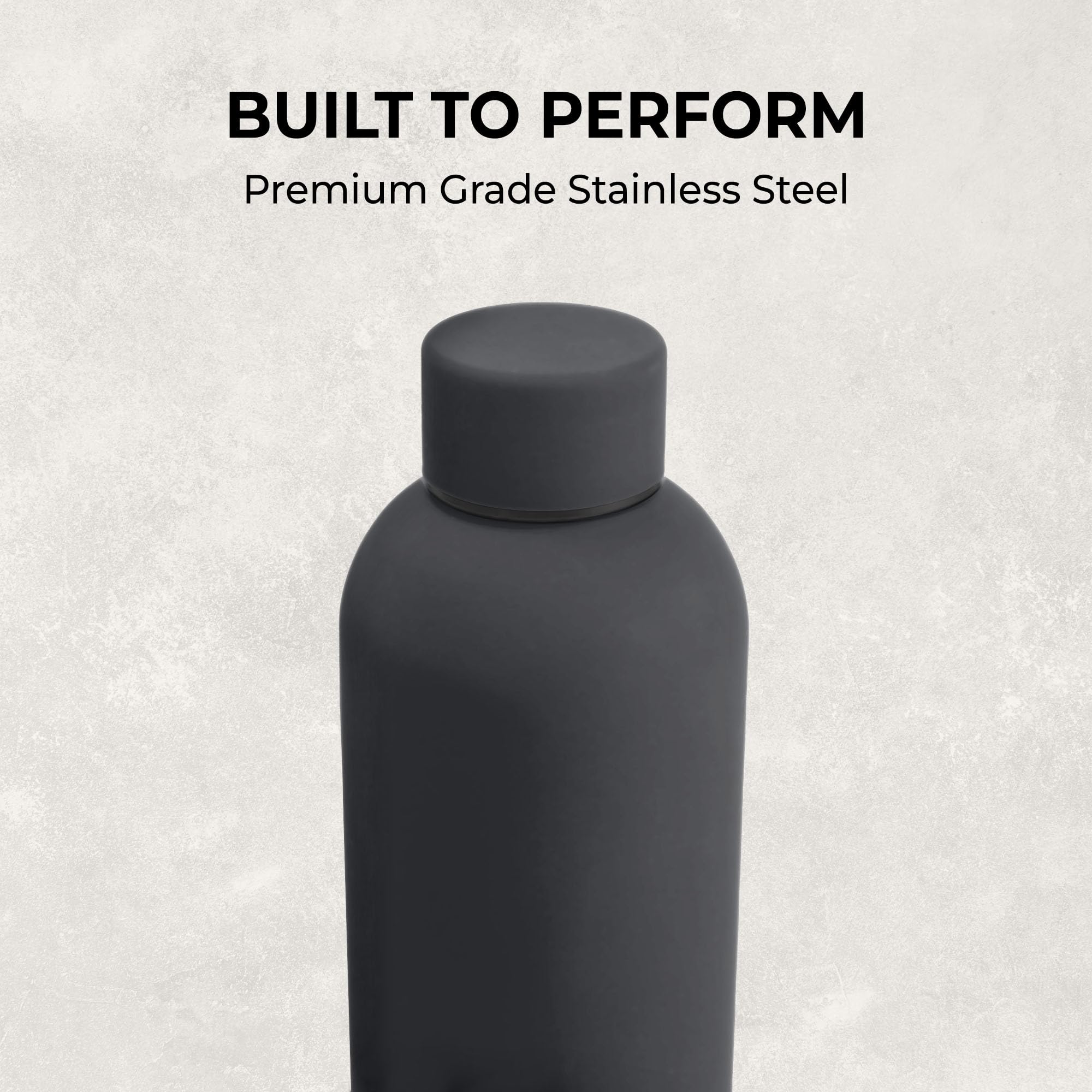 SuperGeneriX 17oz Matte Finish Stainless Steel Water Bottle | Vacuum Insulated Travel Bottle |12 hrs Hot & 18 hrs Cold| Smooth Rubber Finish Water Bottle (Black)