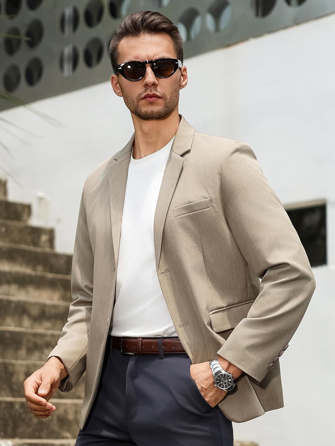 Men's Blazer Regular Fit Casual Sport Coat, Two Button Lightweight Suit Jacket, Ideal for Business, Daily & Wedding - Image 3