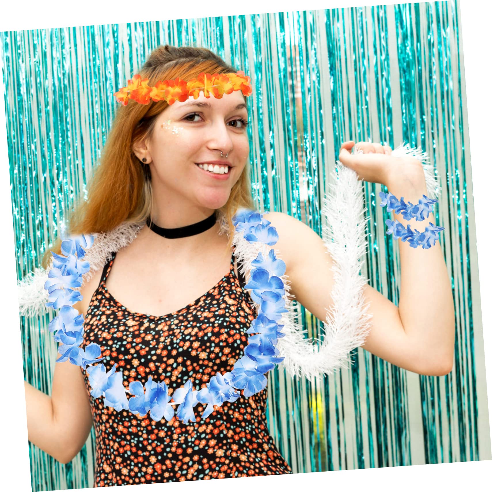Alipis 2 Sätze Hawaiianische Lei Party hinein favorisieren Erwachsene Aha hawaii halskette blumenhaarkranz гирлянда blumengirlande blumenkranz hawaii leis stirnbänder Hawaii-Leinen Tuch