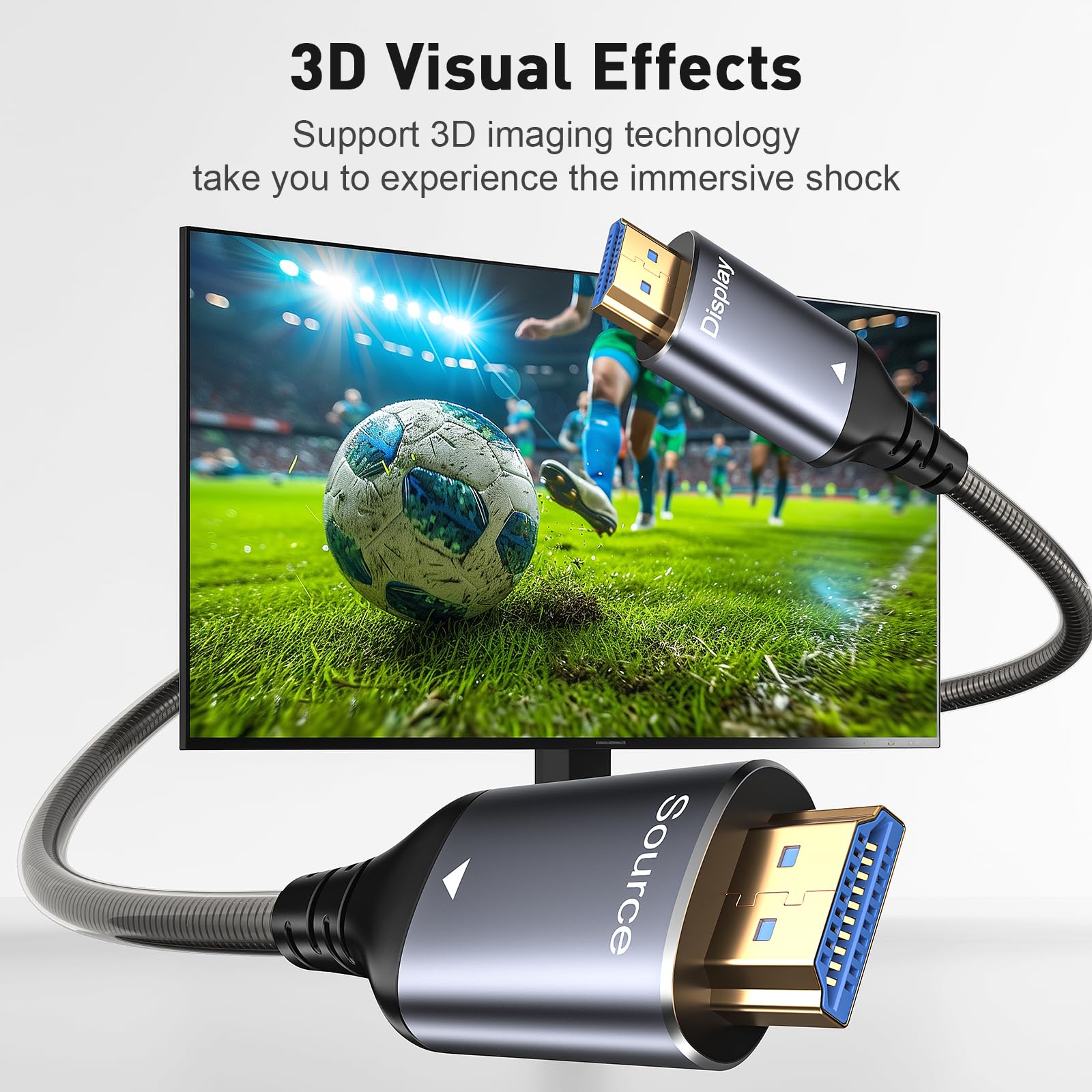 8K HDMI Glasfaserkabel 10M, Stahlpanzerung Optisch HDMI 2.1 Kabel 48Gbps Ultra High Speed 8K@60Hz 4K@120Hz Dynamic HDR eARC Dolby HDCP 2.2&2.3 für HDTV/Projektor/Heimkino/TV-Box/Gaming-Box/PS5