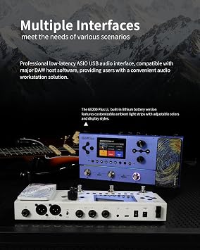 MOOER GE200 Plus Li Guitar Multi-Effects Processor with Rechargeable Battery, LED Ambient Light, USB MIDI Control for Live Performance,Massive Sounds, AI Presets, Stem Seperation