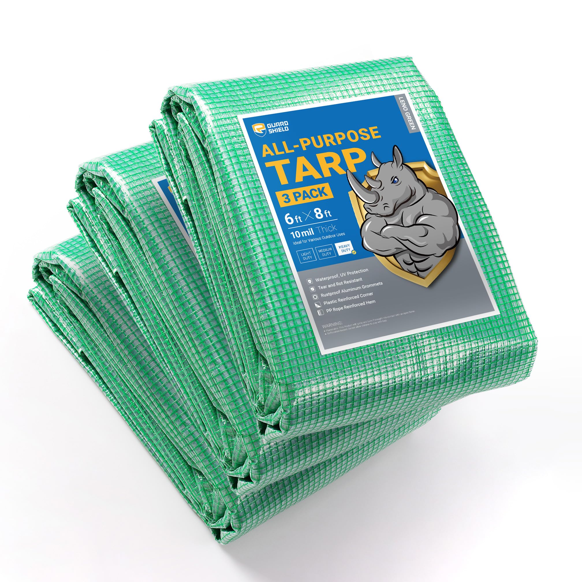GUARD SHIELD Clear Green Tarp Heavy Duty 6x8 Feet Waterproof