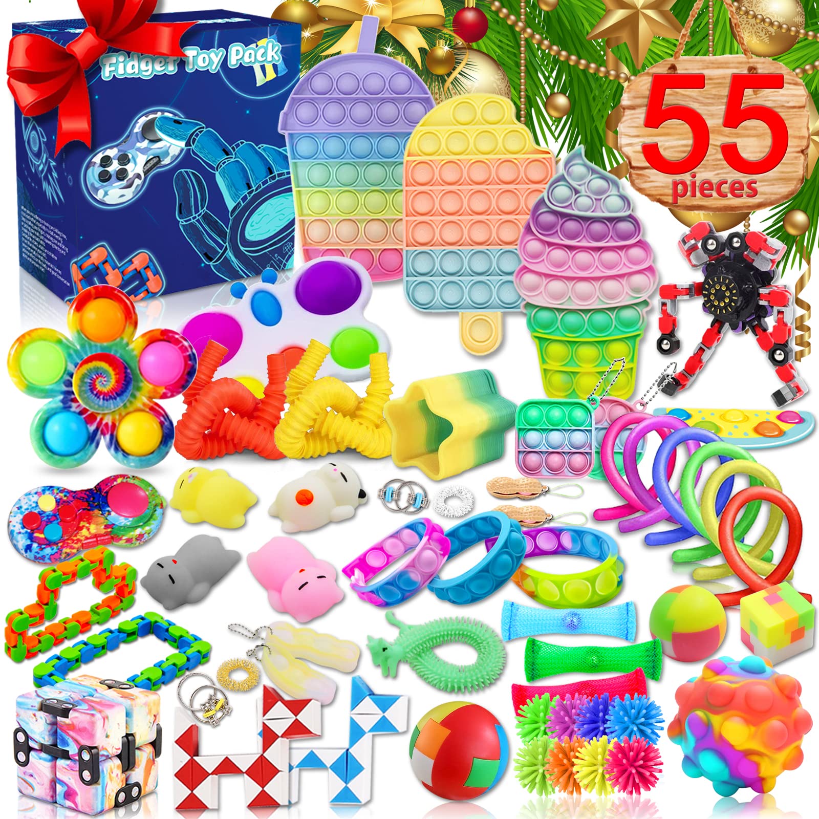 Set De 80 Juguetes Fidget Anti-Estrés – Ideal Para Niños Y Adultos Con Autismo Y TDAH, Incluye Pulseras, Fingerboards, Llaveros Y Más – Perfecto Para Fiestas Y Regalos