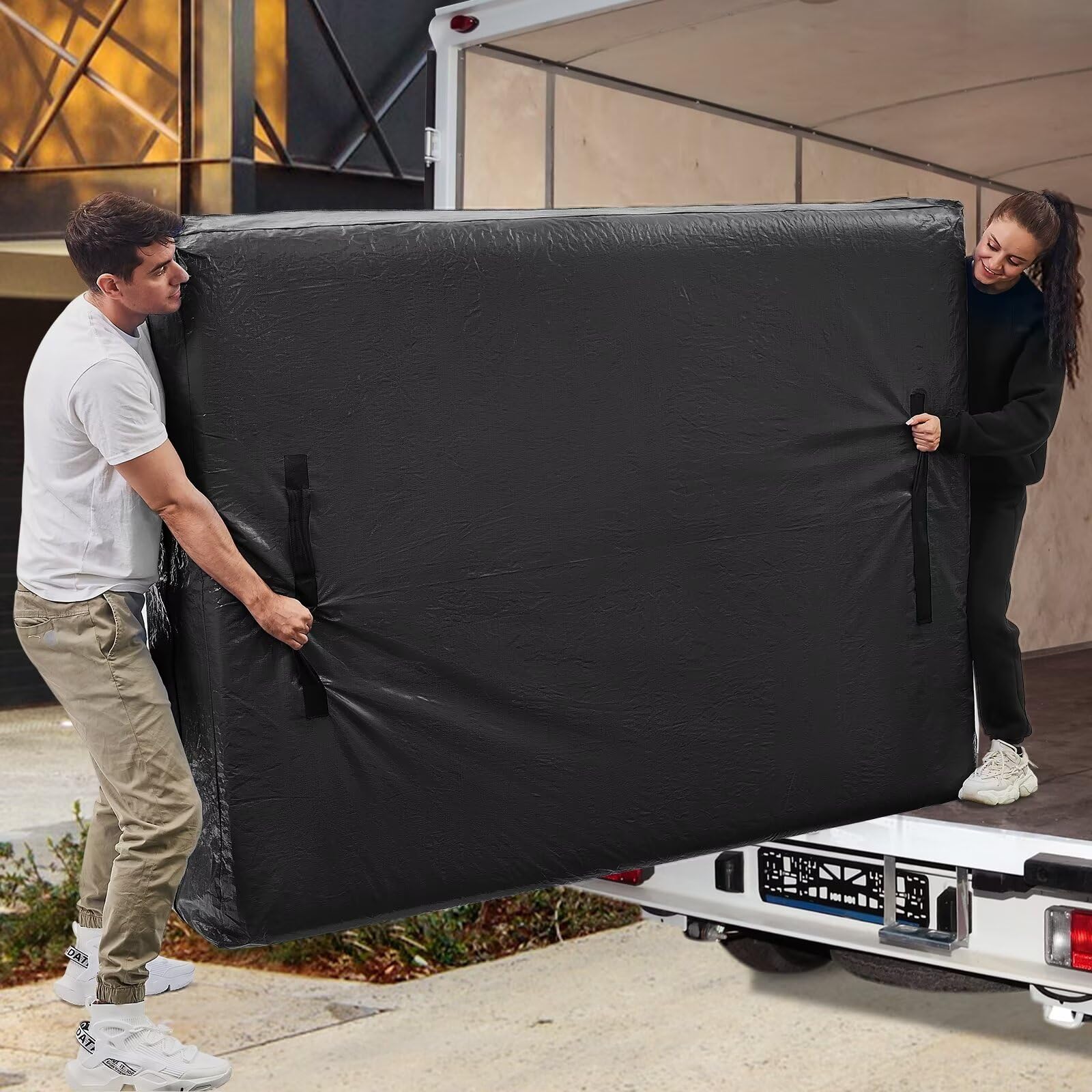 Mattress Bags for Moving, BETU Mattress Protector Waterproof Mattress Cover Queen Size Storage Bags with 8 Heavy-Duty Handles and Zipper for Bed Extra Thick Large Reusable (82"x62"x15" Black) 3 pieces